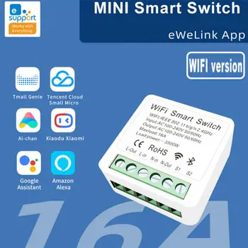 1/2/3/4-полосный мини-eWeLink Wifi Smart Switch Поддержка таймера управления, беспроводной переключатель, Совместимый, работает с Alexa, Google Home, Alice