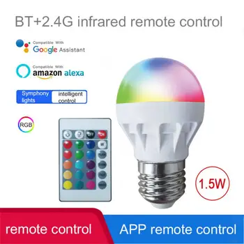 1,5 Вт Беспроводная Умная Лампа С Регулируемой Яркостью E26 RGB LED Изменение Цвета Лампы Приложение Дистанционного Управления Совместимо С IOS/Android