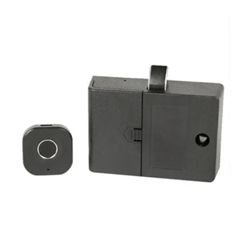 1 комплект Tuya Bluetooth APP Замок для ящика шкафа Цифровой файл отпечатков пальцев Письмо Биометрическая мебель без ключа Электронный Черный металл