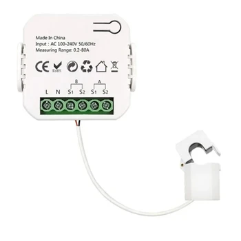 1 Комплект Белого Счетчика Энергии Tuya Smart Wifi 1 Канал С Датчиком Тока App Monitor Экспорт И Импорт Мощности 80A AC110V/240V