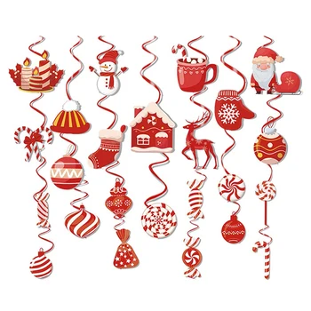 1 комплект Рождественских спиральных подвесных вешалок С Рождественскими конфетами, Тематические вешалки для вечеринок Красного цвета