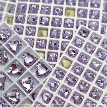10шт Фиолетовый кристалл, Острый низ, Бабочка, горный хрусталь, украшения для ногтей, Блестящие бриллианты, Дизайн ногтей, стразы, Стеклянный материал
