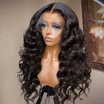 13x6 Объемная волна HD Кружевной Фронтальный парик Бразильский 30-36-дюймовый Кружевной Фронтальный парик из человеческих волос для женщин, Предварительно выщипанный по естественной линии роста волос