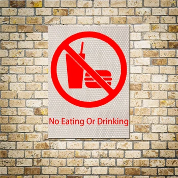 2016 1ШТ 15x20 см Не есть и не пить Светоотражающие Круглые наклейки Знаки Плакат Настенный декор Предупреждение для автобуса Общественные места