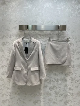 2023 Женская одежда, высококачественный блейзер + юбка-трапеция, костюм, осень-зима, Новинка
