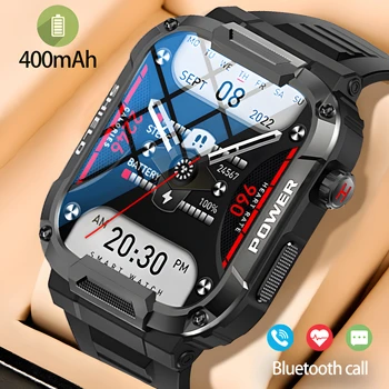 2023 Новые мужские смарт-часы с большой батареей 400 мАч, воспроизведение музыки, фитнес-трекер IP68, Водонепроницаемый Bluetooth-вызов, Спортивные умные часы