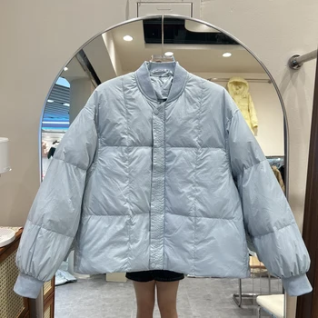 2023 Новый Корейский пуховик Женская модная куртка на Белом утином пуху с длинным рукавом, однотонное теплое повседневное пальто L284