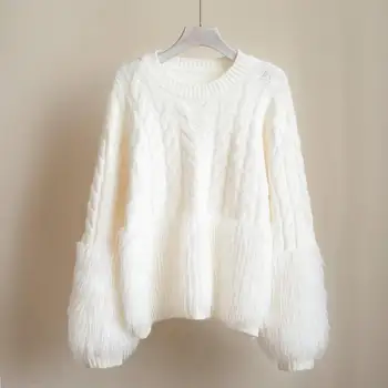 2023 Новый осенне-зимний Модный женский свитер в полоску с кисточками, вязаный свитер с круглым вырезом, повседневный Свободный Толстый теплый пуловер, женский свитер