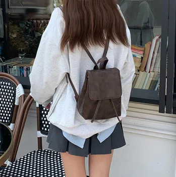 2024 Новый Винтажный женский мини-рюкзак с текстурой из искусственной кожи, модный дорожный рюкзак для девочек, рюкзаки