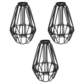 3 предмета, железный каркас для защиты лампы, потолочный вентилятор и крышки для лампочек, подвесной светильник в промышленном винтажном стиле