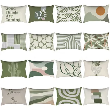 30x50 см, зеленые геометрические наволочки для талии, наволочки с рисунком кактуса, наволочки для дивана, прямоугольная наволочка