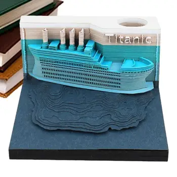 3D-блокнот, искусство для заметок со светодиодной подсветкой, бумага для заметок в форме корабля, Праздничный подарок, Украшение стола на батарейках для учебных комнат, общежитий
