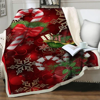 3D Красное Мягкое Фланелевое одеяло С Рождеством, Новогодний подарок, Пледы для кроватей, Диванные одеяла, Домашний офис, Моющееся одеяло