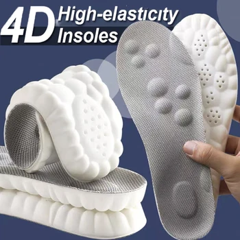 4D Амортизирующие спортивные стельки, мягкая дышащая ортопедическая высокоэластичная прокладка для кроссовок для мужчин и женщин, Латексная массажная стелька