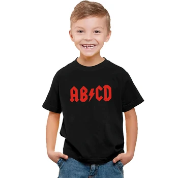 ABCD Детская футболка с буквенным принтом для мальчиков и девочек, детская одежда для малышей, забавные футболки