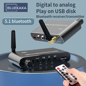 Bluetooth 5.1 Приемник-Передатчик U Disk Play Coxial/Оптический 3,5 мм AUX RL DAC Конвертер Пульт Дистанционного Управления Беспроводной Аудиоадаптер