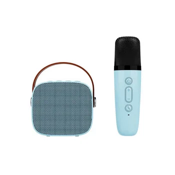 Bluetooth-динамик с микрофоном - с беспроводным микрофоном - Портативный динамик для караоке-бара (синий)