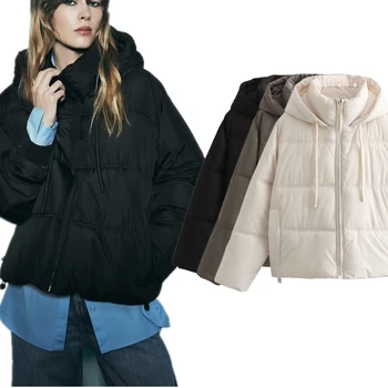 Dave & Di/ Британское модное женское пальто с капюшоном Свободного однотонного зимнего цвета, простая повседневная куртка-парка для пригородных поездок, женская куртка