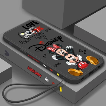 Disney Mouse Mickey Love Для Xiaomi Mi Poco X5 X4 X3 M5 M5S M4 M3 F5 F4 F3 F2 C40 Pro GT NFC 5G Жидкий Чехол Для Телефона с левой Веревкой