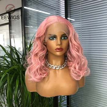EEWIGS косплей бесклеевой парик синтетический 13 ×4 синтетические волосы на кружеве парики короткий розовый парик Высокая термостойкость высокое качество для женщин