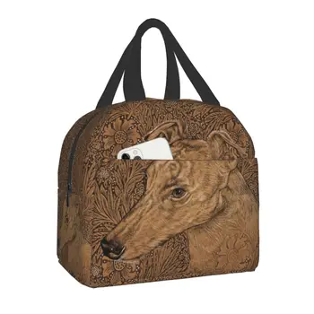 Greyhound On William Morris Marigolds Изолированная Сумка для Ланча для Женщин Whippet Dog Cooler Термальный Ланч-Бокс Пляжный Кемпинг Для Пикника