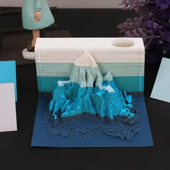 Omoshiroi Block 135 Листов 3D Блокнот Qomolangma Трехмерный Блокнот Для Заметок Бумажные Заметки Kawaii Настольные Аксессуары Подарок На День Рождения