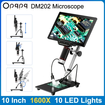 Opqpq ODM202 1600X Видеоувеличитель Биологический HD Микроскоп 10 дюймов HDMI LCD Цифровой Микроскоп с Кронштейном для Лабораторной Пайки