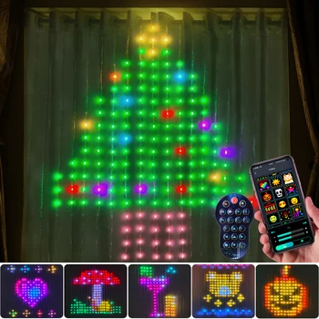 Smart Bluetooth Led Curtain Light DIY Display Text Fairy Lights String App Control RGB Праздничная Лампа Для Декора Рождественской Вечеринки