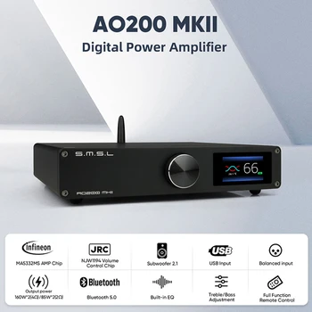 SMSL AO200 MKII Bluetooth 5,0 Аудио Усилитель Звука HIFI DAC УСИЛИТЕЛЬ с Дистанционным Управлением Микросхема MA5332 XLR/RCA/BT/USB Сбалансированный Вход