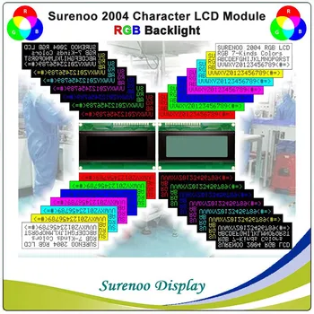 Surenoo 2004 204 20*4 Символьный ЖК-модуль, экран панели дисплея, RGB светодиодная подсветка, англо-кириллический (русский)
