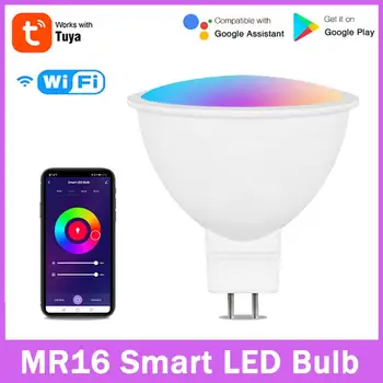 Tuya Smart LED Лампа WIFI Connect MR16 12V Интеллектуальная Лампа Spotlight 5W Лампа Работает С Alexa Google Home RGBCW Изменение цвета