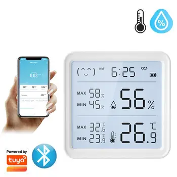 Tuya Smart, совместимый с Bluetooth, Беспроводной датчик температуры и влажности, интеллектуальный датчик связи, измеритель температуры и влажности