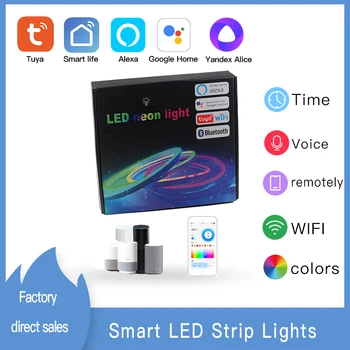 Tuya US Plug Smart Life Неоновая лента RGB Гибкая светодиодная неоновая лента для домашнего декора вечеринки Работа своими руками с Alexa Google Home