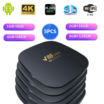 V88Mini TV Box Android 11 2023 WiFi 4G HD 4K 3D HDR10 H. 265 Allwinner H3 Четырехъядерный Cortex-A53 8 ГБ 128 ГБ 5 Шт. Smart tv Iptv
