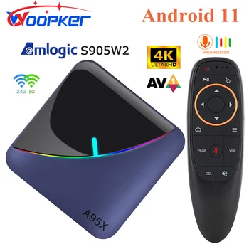 Woopker A95X F3 Air II TV Box S905W2 Android 11,0 Двойной Wifi BT5.0 4K VP9 AV1 HD медиаплеер с RGB подсветкой телеприставки