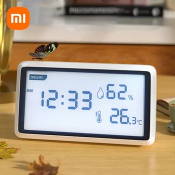 Xiaomi Deli Электронный термометр Гигрометр Метеостанция высокой точности с функцией настольных часов МиниЖКЦифровой дисплей