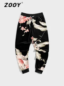 ZOOY (L-9XL) Мужские повседневные брюки больших размеров с цветочным рисунком птицы