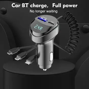 Автомобильное зарядное устройство мощностью 55 Вт, сверхбыстрая зарядка, Выдвижной адаптер для iPhone 14 13 12, для Xiaomi, для Samsung, Аксессуары для интерьера автомобиля