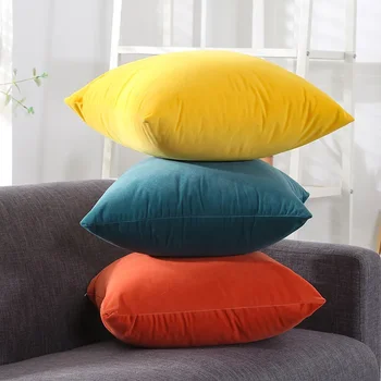 Бархатная подушка Nordic ins, однотонная подушка, диван, офисная подушка для поясницы, наволочка, подушка для кровати, аксессуар для украшения дома