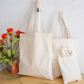 Белая однотонная хлопчатобумажная хозяйственная сумка Женская льняная сумка для хранения Холщовая портативная женская ручная сумка для девочек большой емкости многоразового использования