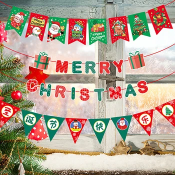 Веселый Рождественский Бумажный баннер, Снеговик, Санта-Клаус, Новогоднее украшение для вечеринки на открытом воздухе, украшение для дома, гирлянда, подвесной флаг