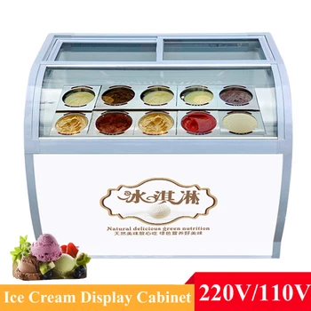 Витрина для мороженого для коммерческой витрины эскимо 6 Круглых бочек Морозильники для твердого мороженого 180 Вт
