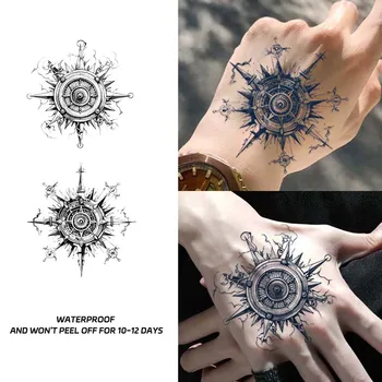 Временные наклейки с татуировками, водонепроницаемые элементы небесной астролябии, мужские и женские поддельные татуировки, имитация цвета татуировки на руке сзади