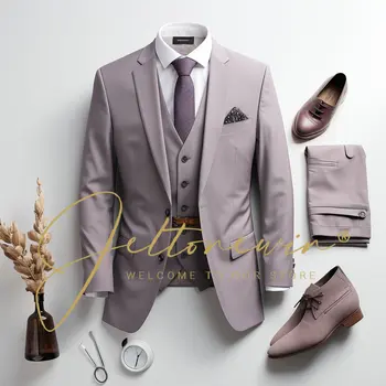 Деловой костюм, комплект из 3 предметов (пиджак + жилет + брюки), мужской деловой костюм из бутика, тонкие прямые брюки, костюм отдельно для свадьбы
