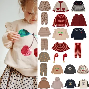 Детская теплая куртка 2023, Осенний милый Модный джемпер-бюстье для девочек, Хлопковая милая детская толстовка, костюм, детская одежда