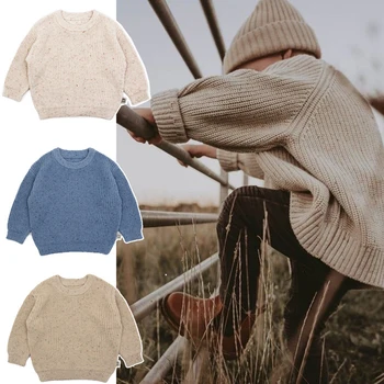 Детский зимний свитер, одежда для девочек, Вязаный Пуловер, Хлопковый Вязаный детский свитер, Повседневный детский свитер крупной вязки