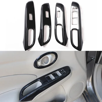 Для Nissan Sunny 2011 2012 2013 2014 2015 2016 ABS Аксессуары для украшения в стиле углеродного волокна, наклейки для отделки салона автомобиля
