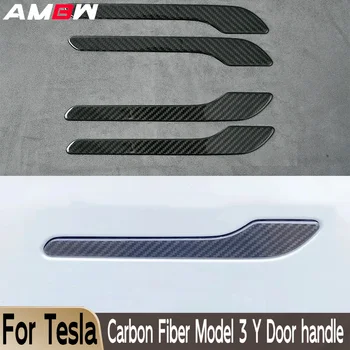 Для Tesla Модель 3 Y 2017 - 2022 Дверная обертка, накладка Model3 Модель Y, Карбоновое волокно, аксессуары для дверных ручек автомобиля, 4 шт.