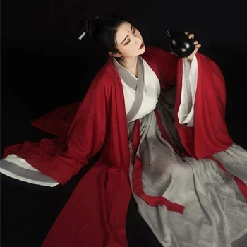 Древняя одежда Xiake, мужская и женская одежда Xiake Big Red Hanfu в стиле ученого, Бессмертный и элегантный косплей Xiake в древнем стиле