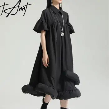 Женское платье Tannt с нерегулярными короткими рукавами в стиле пэчворк, Черно-белые рубашки, платья, Женская асимметрия, Длинные Летние платья, женские 2023